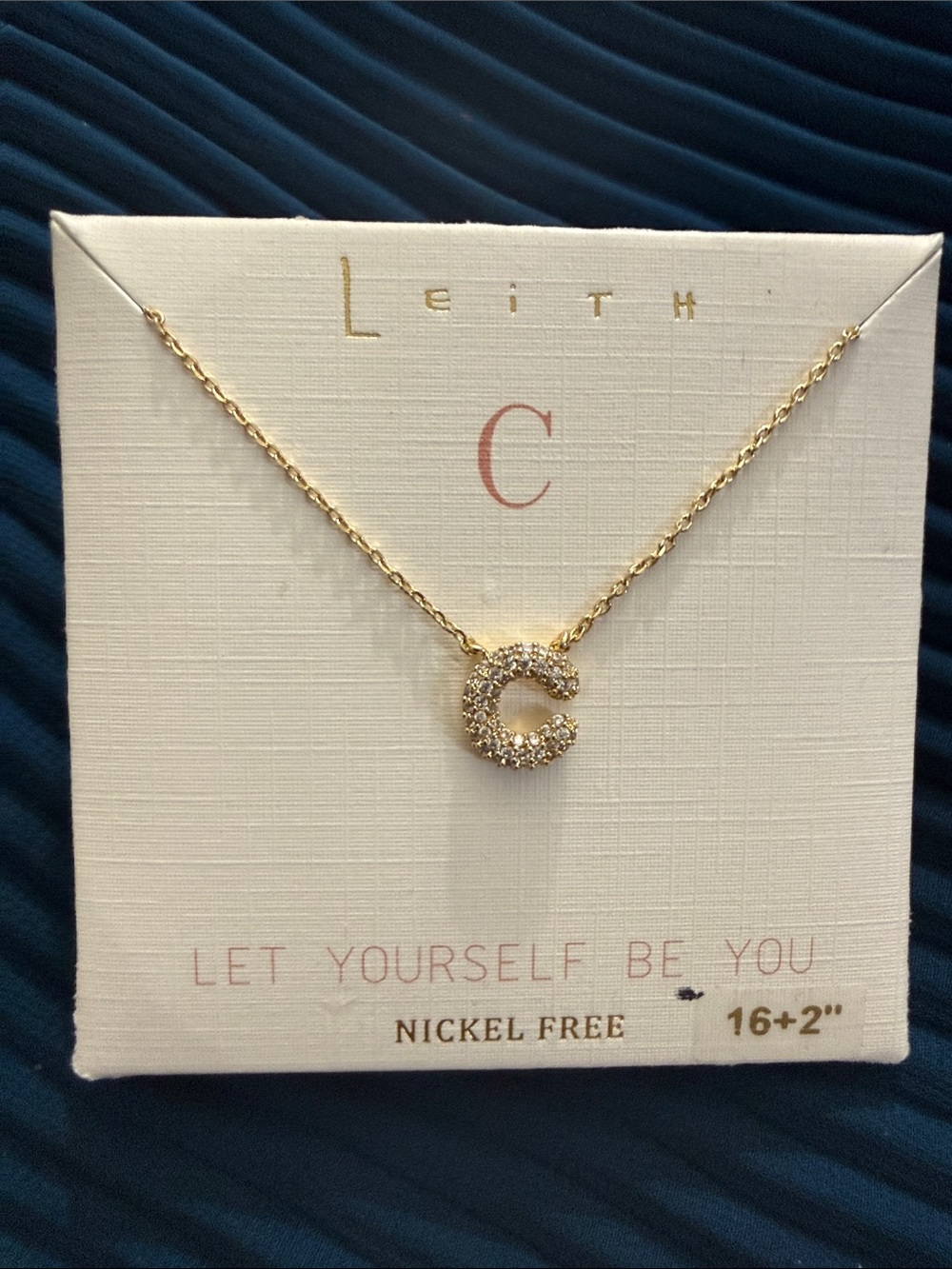 Leith Gold CZ Initial C Pendant Necklace